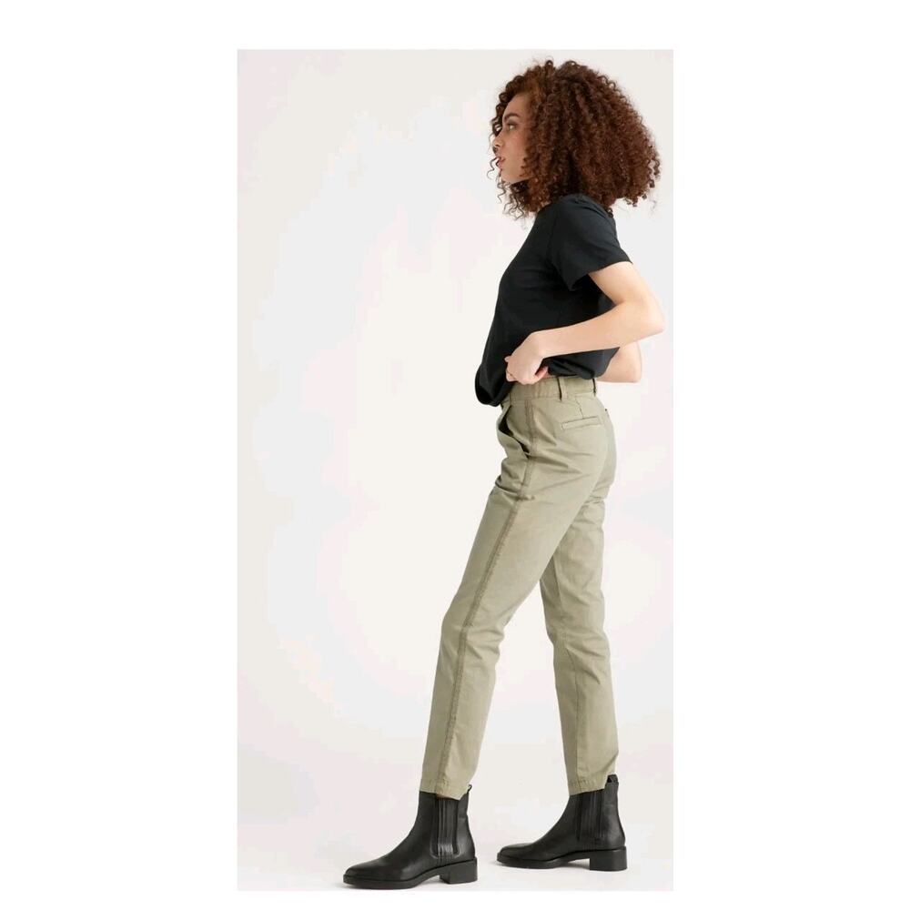 Stretch Cotton Twill Girlfriend Chino Pants - Olive - Picture 3 of 12